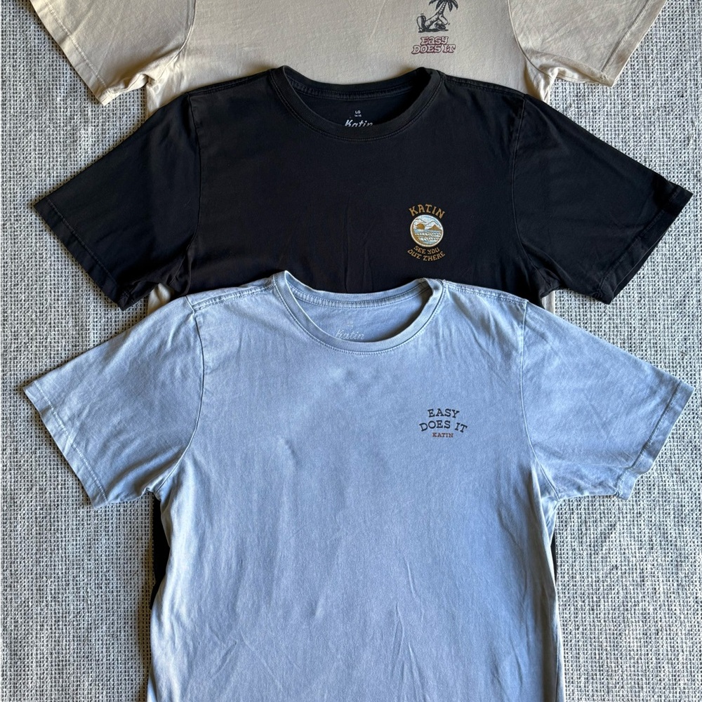 Katin Boys L (14-16) T-Shirt Collection in Cream, Black and Blue mineral wash